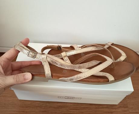 Kožené zlaté sandále, deichmann,38