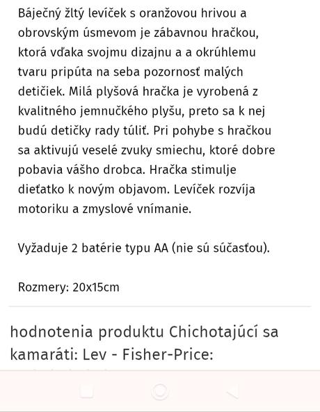 Chichotajuci lev fisher-price, 