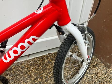Červený detsky bicykel woom 2, woom,14