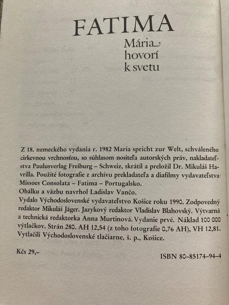Fatima mária hovorí k svetu (1990), 