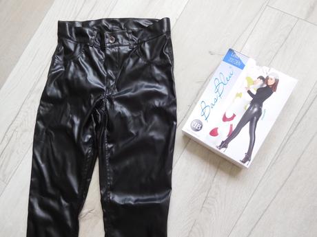 Nohavice elastické čierne lakové, s