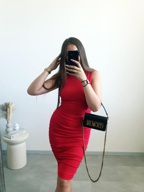 Červené midi šaty s/m, s