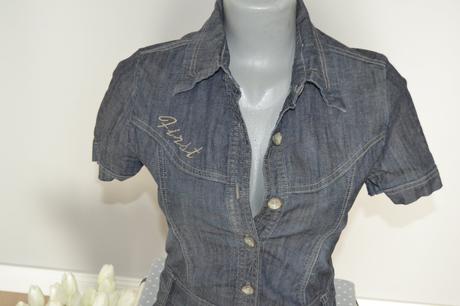 Rifľové mini šaty na gombíky, veľkosť m, m