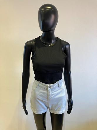 Dámske rebrované tričko čierne shein (xs), xs