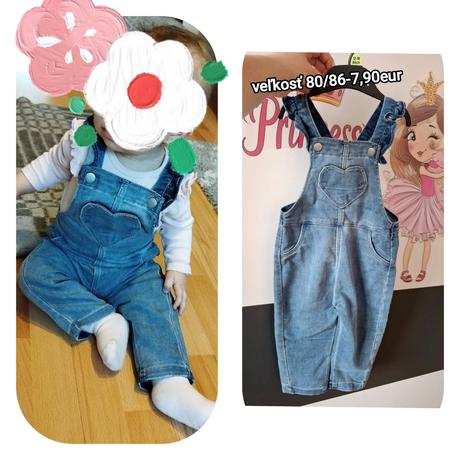 Nádherné riflicky so srdiečkom a volánikmi, takko,80