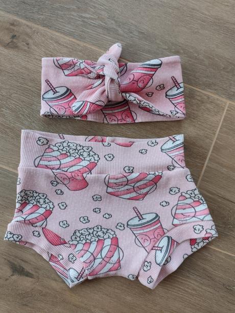 Šortky s čelenkou popcorn handmade, 92