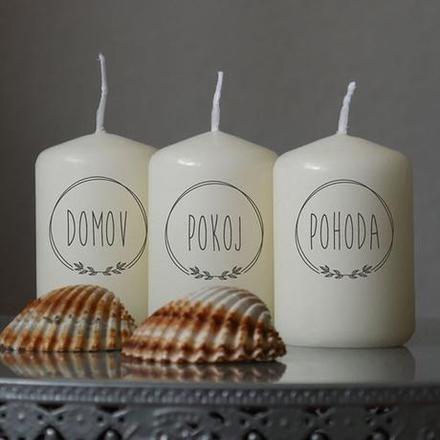 Sviečky domov, pokoj, pohoda (6x4cm), 