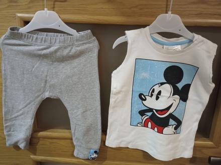 Mickey mouse komplet tepláky pudlace tielko, h&m,74