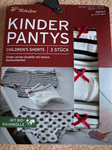 13 ks dievcenske boxerky tchibo z biobavlny, tchibo,158 / 164