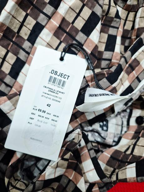 Nové kárované košeľové šaty .object s opaskom, 42 / xl