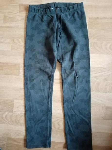 Šedé legíny s motýlikmi, h&m,140