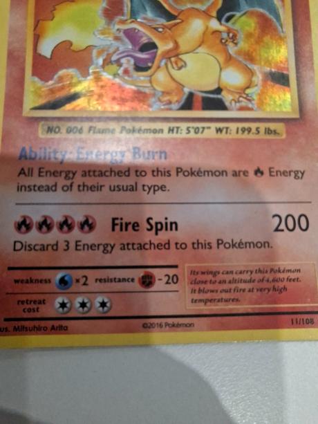 Pokemon karta charizard 6 11/108 2016, 