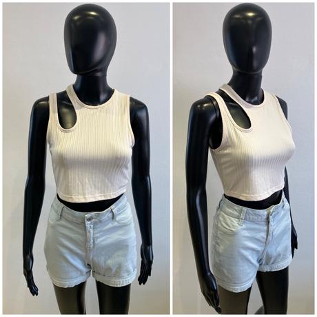 Dámsky crop top béžový (m), m