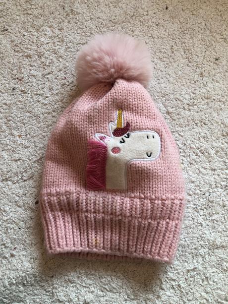 Ružová zateplená čiapka s jednorožcom, 1 - 2 roky, 98
