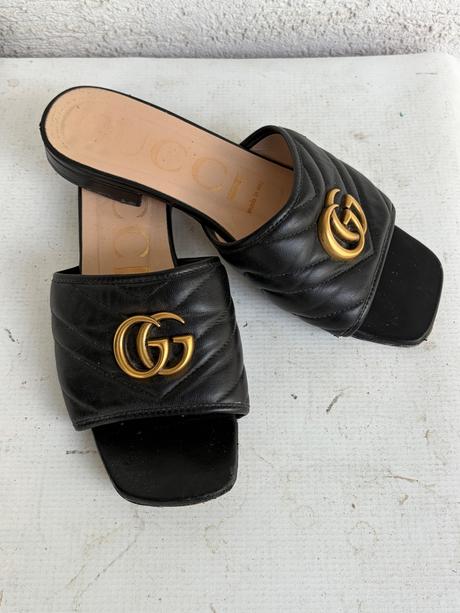 Gucci marnont cierne kozene 37 slapky, gucci,37