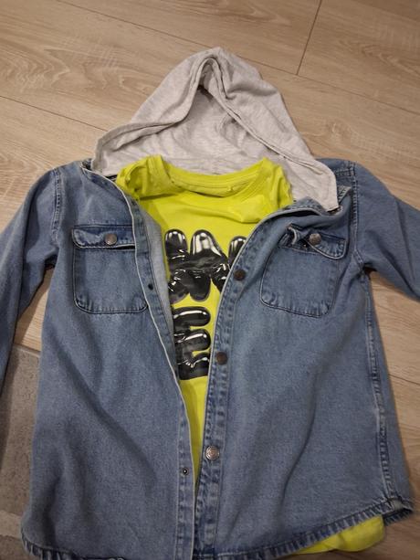 Chlapcenska dzinsova kosela s kapucnou a trrickom, 164