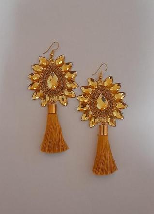 Handmade náušnice so strapcami, zlaté, 