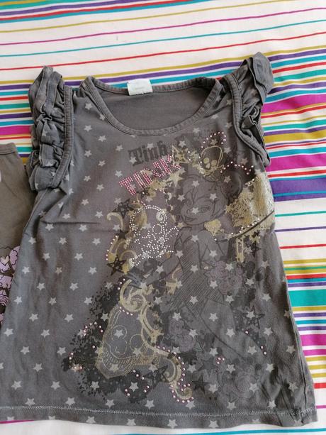 2 x šedý top s volánovými rukávmi, 116