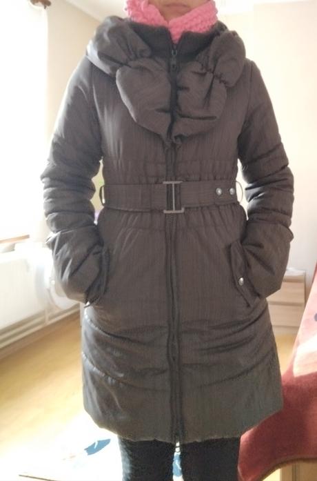 Hnedá zimná bunda, s