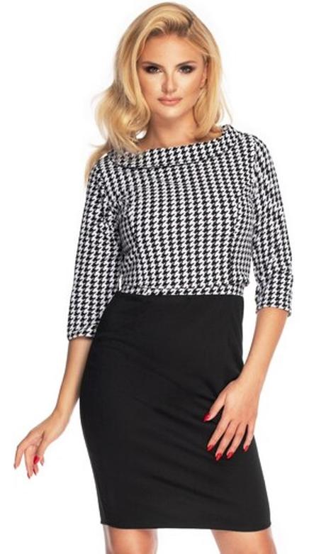 Peekaboo čierno-biele vzorované šaty + crop top, 38 - xl