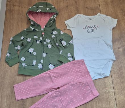 Krásny set mikina+body+leginy kvetinový, carter's,86