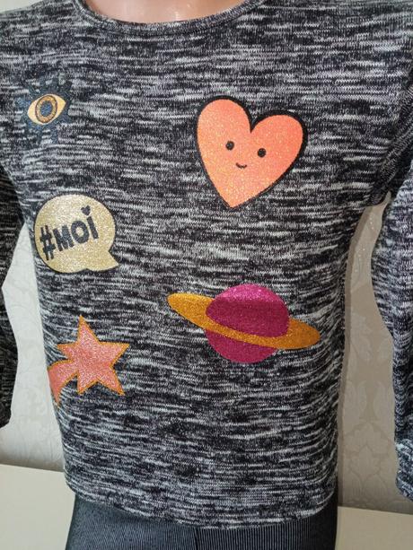 Dievčenský melírovaný sveter s potlačou (98-104), h&m,98