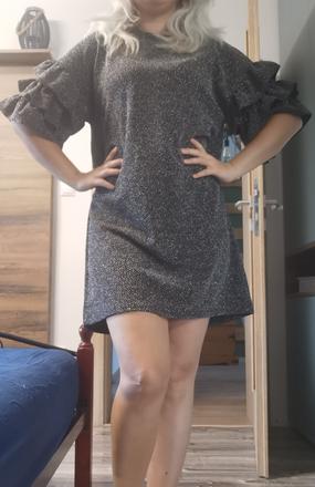 Šaty strieborno čierne, l