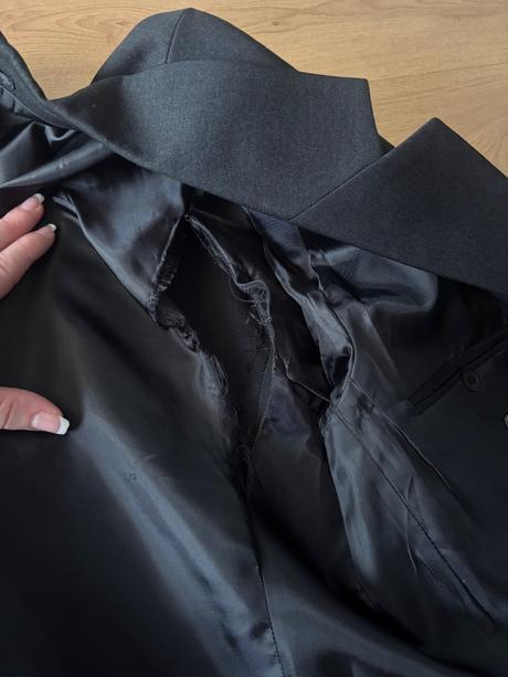 Pánsky čierny oblek -sako+vesta+nohavice - veľ.52, 52