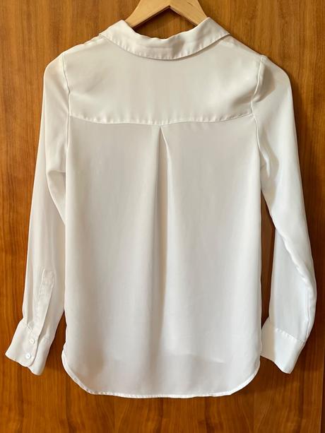 H&m biela voľná šifónová košeľa s dlhým rukávom, h&m,32