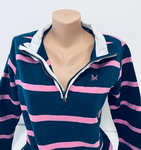 Dámska pásikavá mikina crew clothing na zips, l