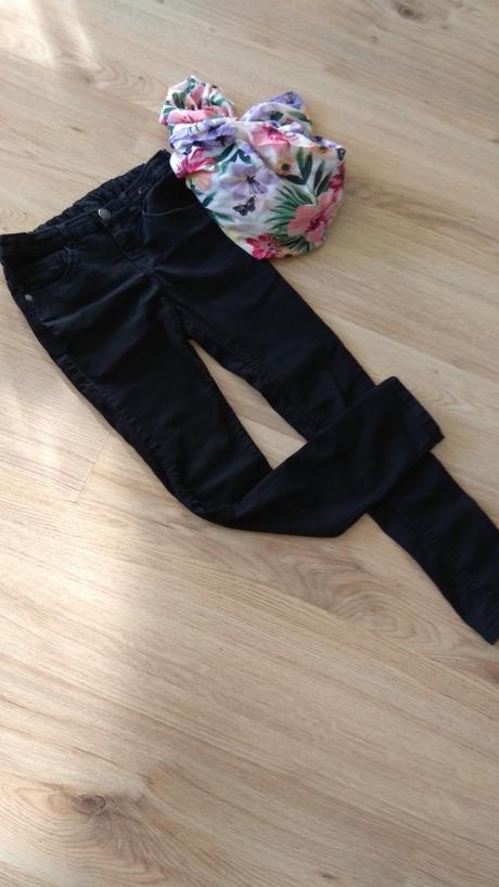 Čierne rifle-džeginsy pre dievčatko, nutmeg,140