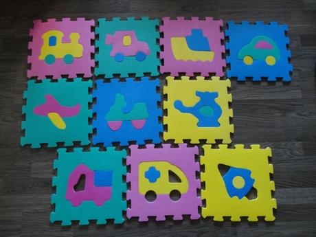 Penové puzzle - 30 ks- čísla + abc + doprava, 