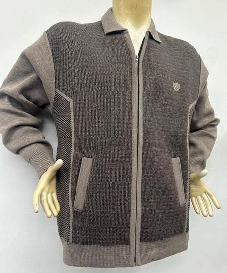 Elegantný béžovo hnedý sveter na zips, v. xl, xl / xxl