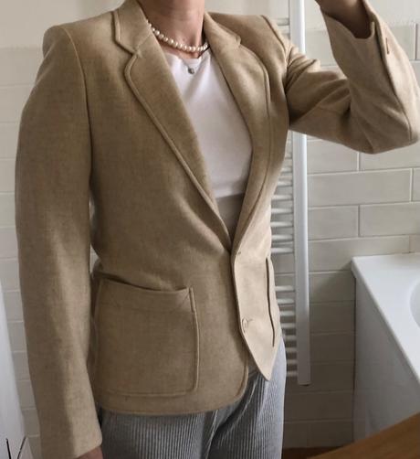 Béžové vlnené sako, xs/s, xs
