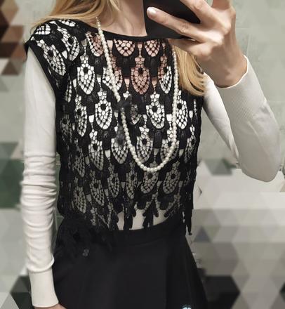 Čipkovaný topík, zara,s