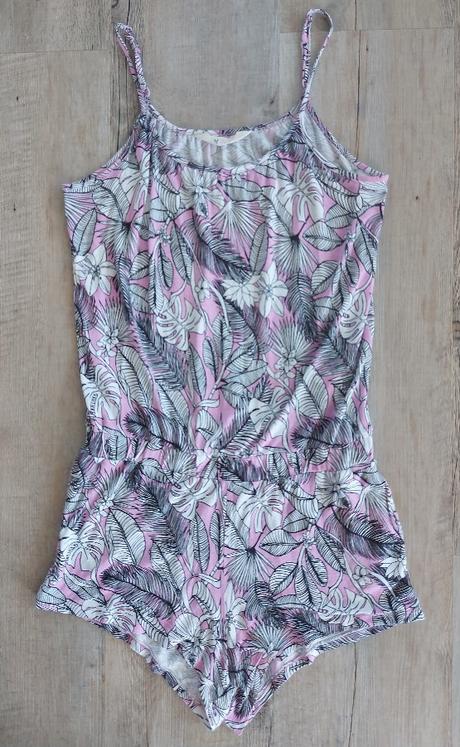 Ružový vzorovaný letný overal, h&m,164