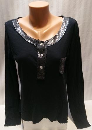 Dámsky čierno sivý top s flitrami, italy, xl