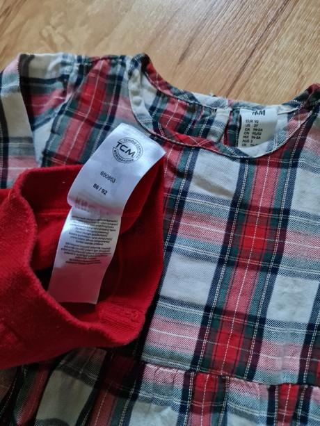 H&m kárované šaty a červené pančušky veľ. 92, h&m,92
