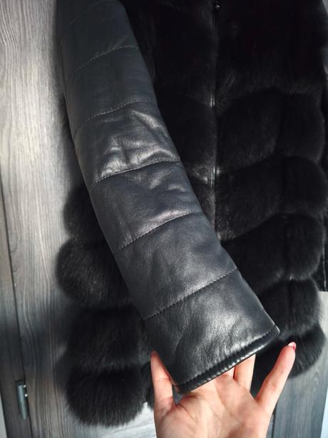 Kozeny kabat s pravou hustou kozusinou z lisky, m