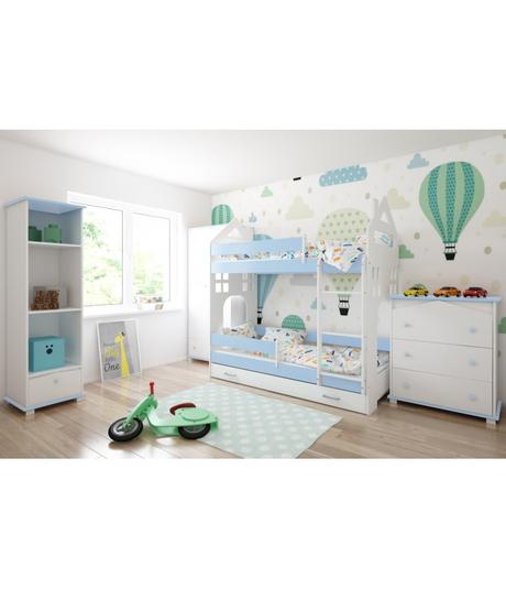 Poschodová posteľ dom ii, modrá - rozmer 180x80 cm, šírka (cm): 80,dĺžka (cm): 180