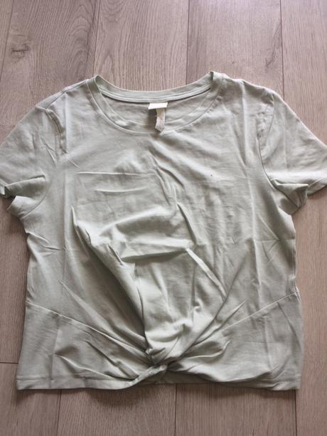 Trendy sexy mintové tričko s uzlom, h&m,s