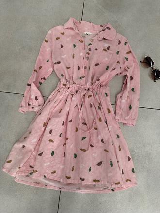 Ružové košeľové šaty, s