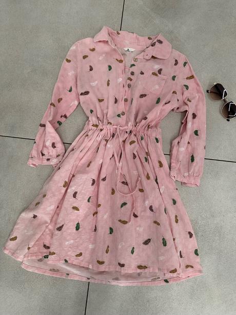 Ružové košeľové šaty, s