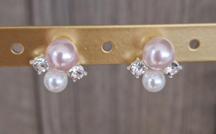 Náušnice perličky strieborné+ružové, 