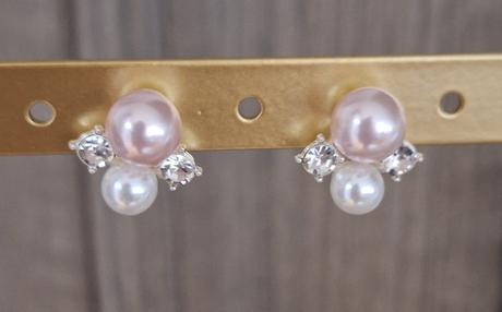 Náušnice perličky strieborné+ružové, 