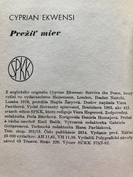 Prežiť mier - ekwensi cyprian (1982), 