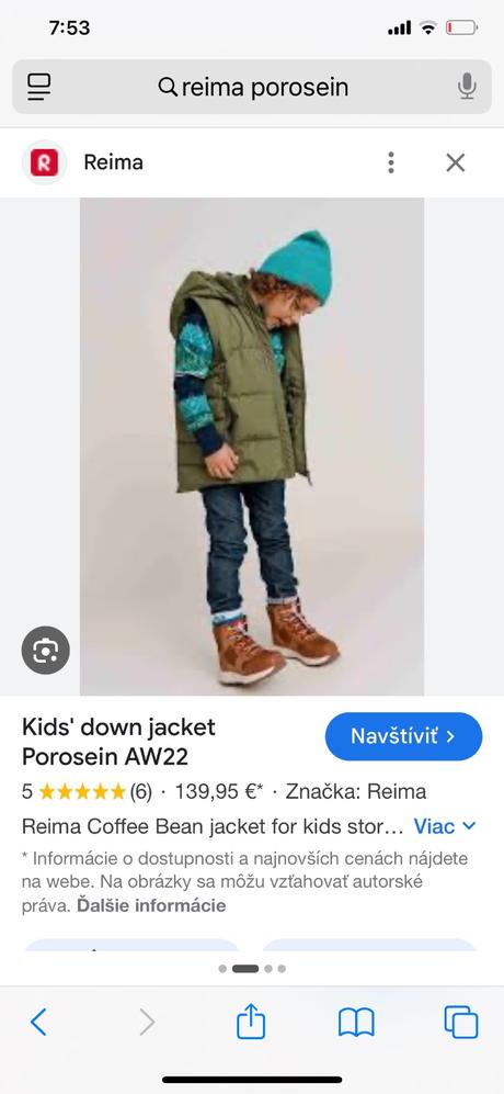 Reima porosein kačacia perová bunda, vesta 152/158, reima,128