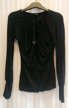 Čierny elastický top šnúrovanie, denny rose, xs, xs