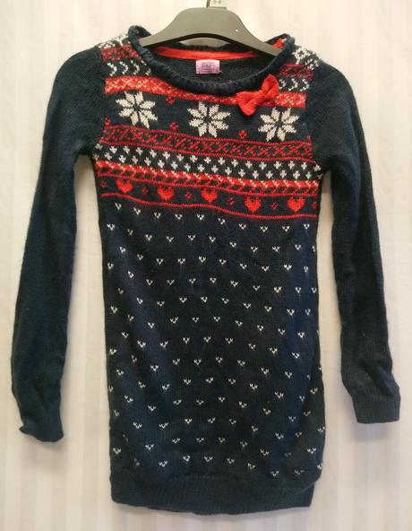 Dievčenský modrý pulóver, vzor, f&f, 3-4r, 92-104, f&f,104