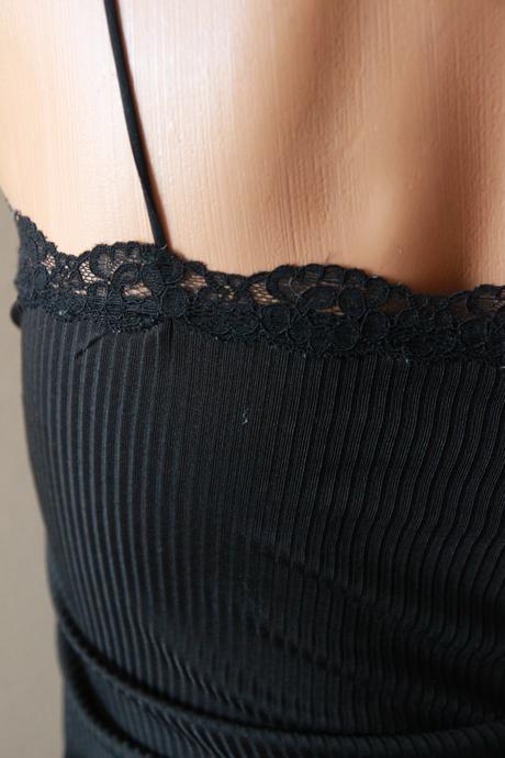 Čierny body top s čipkou, s/m, s